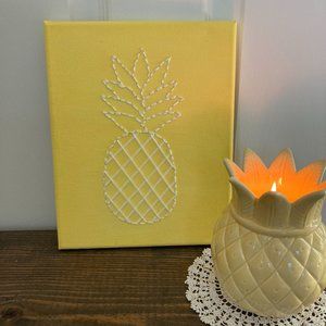 Pineapple Embroidered Canvas Art